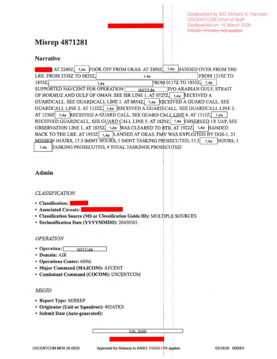 DOW-UAP-D63, Mission Report, Strait of Hormuz, October 2020 首页预览