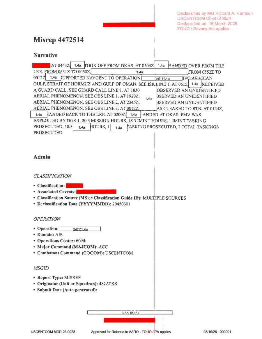 DOW-UAP-D65, Mission Report, Arabian Gulf, July 2020 首页预览