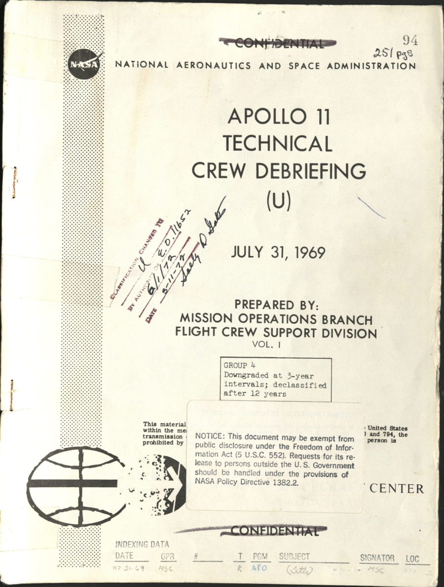 NASA-UAP-D4, Apollo 11 Technical Crew Debriefing, 1969 首页预览
