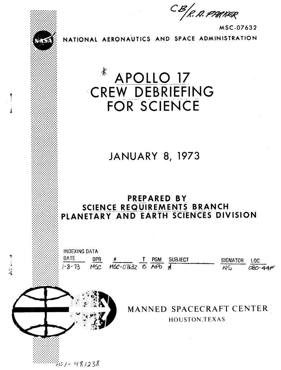 NASA-UAP-D5, Apollo 17 Crew Debriefing for Science, 1973 首页预览