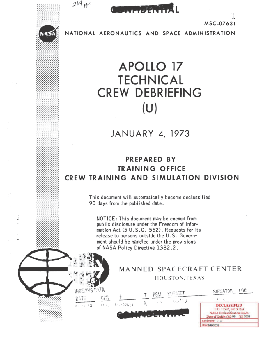 NASA-UAP-D6, Apollo 17 Technical Crew Debriefing, 1973 首页预览