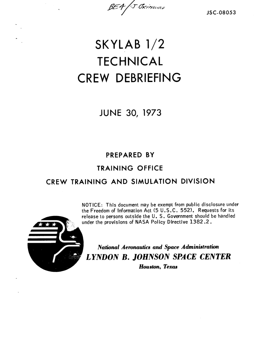 NASA-UAP-D7, Skylab Techincal Crew Debriefing 1973 首页预览
